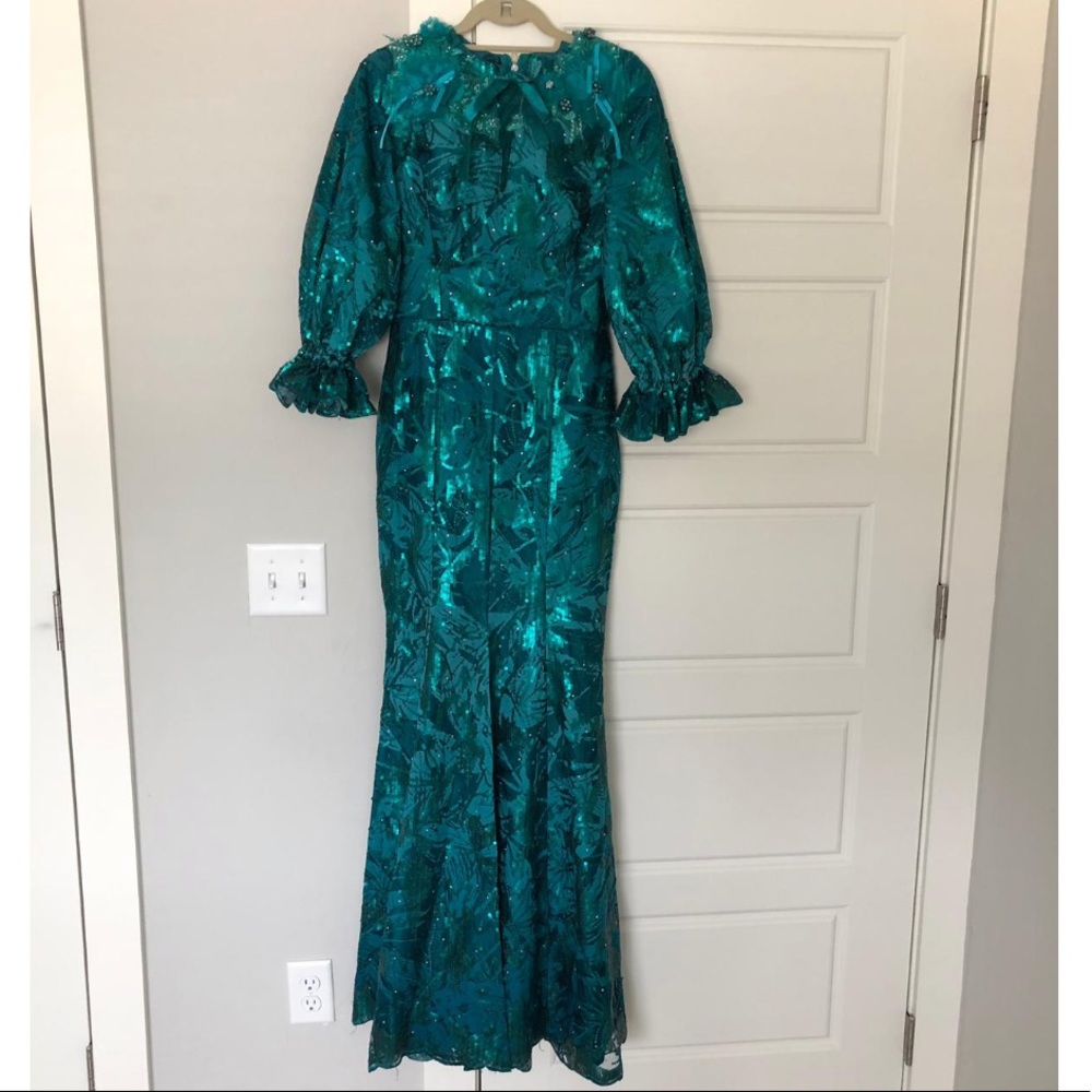 Green Sequin Customized Occassion Dress - Picture 6 of 9